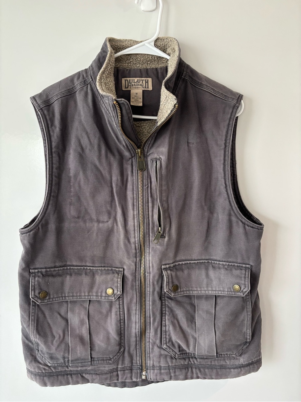 Duluth Trading Sherpa Lined Canvas Work Vest Gray Men’s Medium